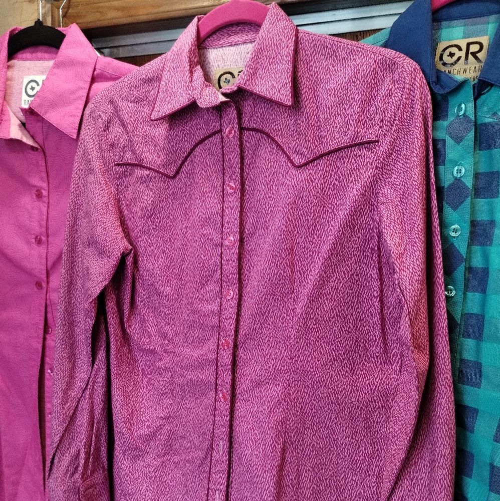 CR Ranchwear Western Pro Pink Magenta Pattern XS